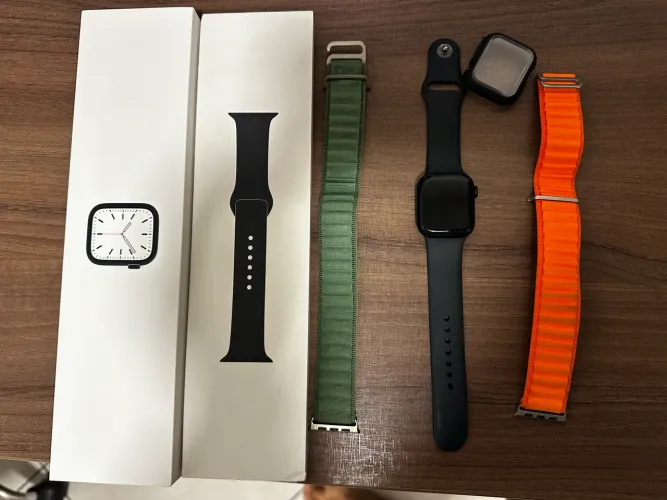 Apple Watch Series 7 GPS 41mm Midnight Alumínio + Pulseiras Extras + Caixa Original