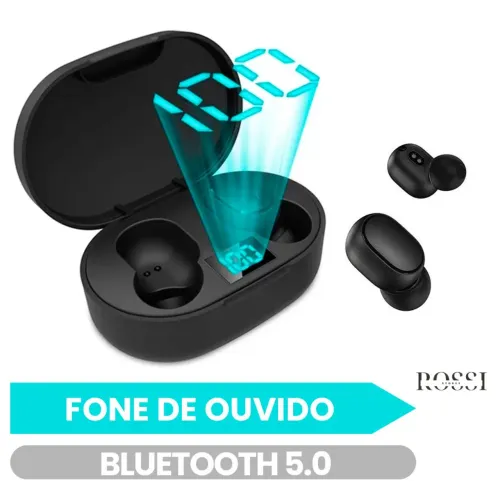 FONE DE OUVIDO BLUETOOTH 5.0 SEM FIO E6S TWS DISPLAY LED 100% BATERIA POWER BANK CASE