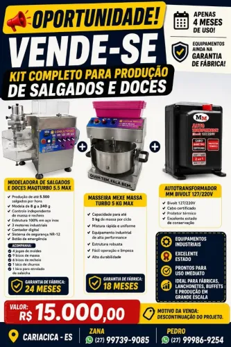 KIT COMPLETO PARA PRODUÇÃO DE SALGADOS E DOCES