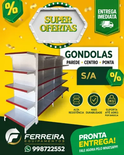 Gondolas marca s.a parede e centro novas em 10x sem juros