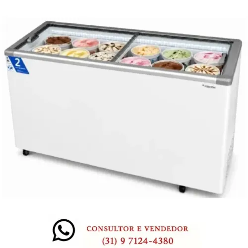 Freezer Horizontal Tampa de Vidro 503L Fricon