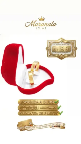 Par de Alianças banhada a ouro 18k (somos loja física)