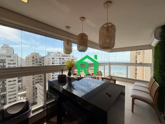 Apartamento reformado com vista mar, varanda gourmet e lazer Pitangueiras, Guarujá