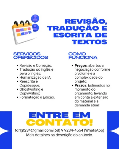 Revisão, Tradução e Escrita de Textos - Bacharel em Letras<br>