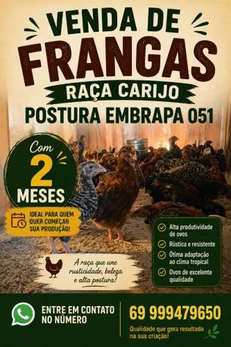 Vendo franguinhas da raça carijó postura e Embrapa 051