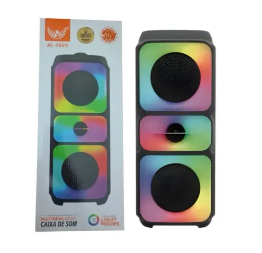 Caixa De Som Bt 50W C/ Led Rgb Al-3829