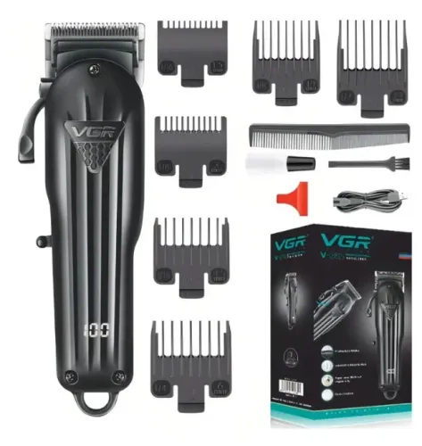 Máquina Corte Profissional Sem Fio Display Digital Vgr V-282 Cor Preto