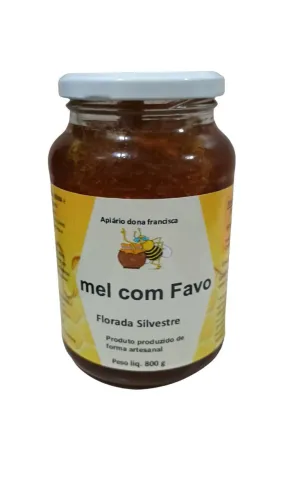 Mel com favo no vidro 800g