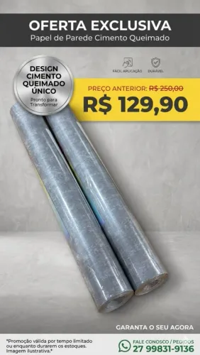 Papel de parede modelo cimento queimado super promoção 129,90