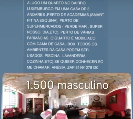 Aluguel de quarto no bairro Luxemburgo,Bh