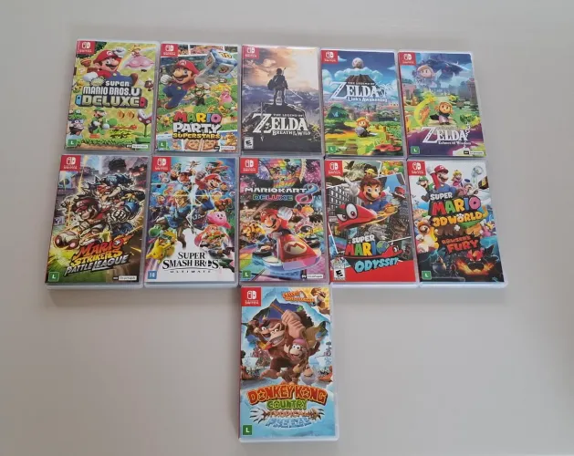 Lote 11 Jogos Nintendo Switch - Zelda, Mario, Smash Bros, DK