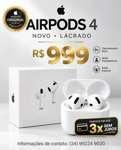AirPods 4 Novos, lacrados e com garantia AirPods 4 | Original Apple