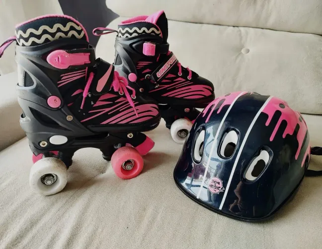 Patins infantil com regulagem de tamanho.