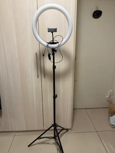 ring light led completo portatil 14 polegadas com tripe 2.10 cm e suporte para celular