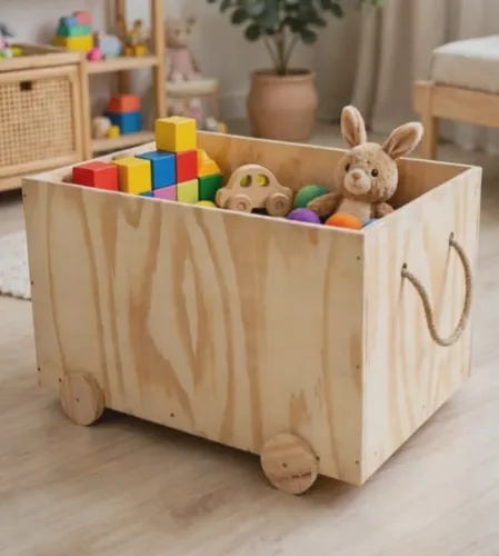Baú rústico para organizar brinquedos