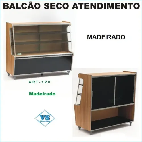 Balcão Seco Atendimento 1,20 mts Cor Madeirado Lançamento Padarias,Loja de Bolo,Comércio
