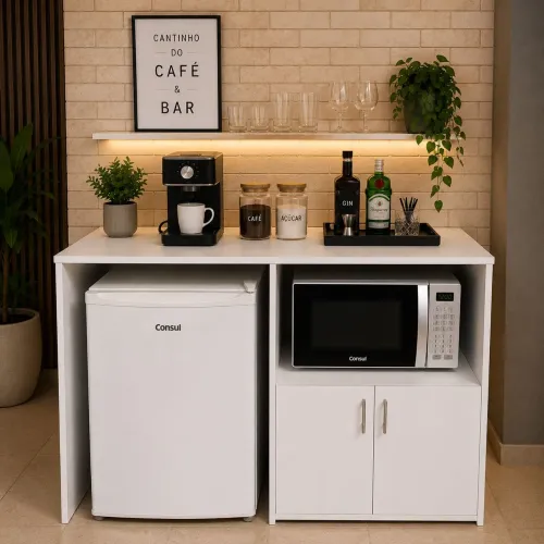 Balcão Multiuso para Café Frigobar e Microondas 125x90cm