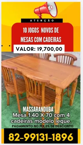 Mesas novas de massaranduba