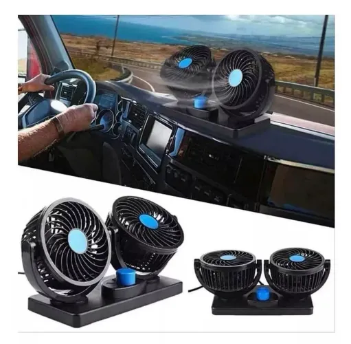 Ventilador De Cabeça Dupla Automotivo De 12V Rotação 360° 