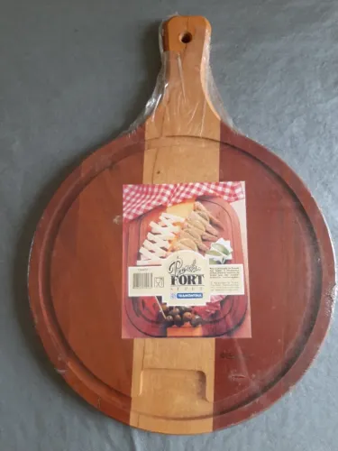 Tábua de cozinha Tramontina para alimentos (carne churrasco vegetais) redonda em Mogno