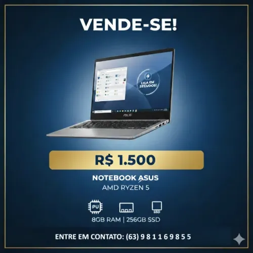 Notebook ASUS AMD Ryzen 5 - Rápido 8GB RAM