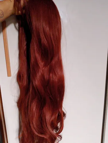 Lace wig longa com franja