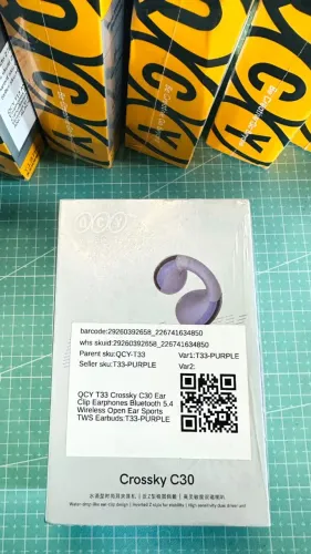 Fones de Ouvido Abertos QCY Crossky C30 Bluetooth 5.4 com Clipe ROXO LACRADO