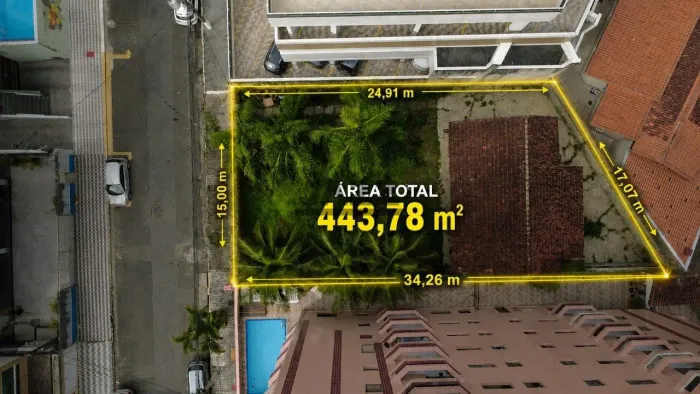 Terreno 444m² - 300 metros do mar - Vila Caiçara - Praia Grande