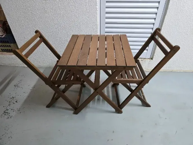 Conjunto Mesa E Cadeiras Dobráveis Madeira Tok&Stok