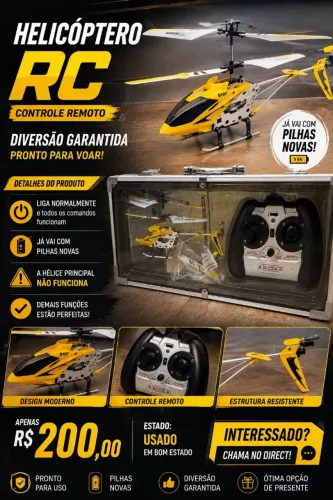 HELICÓPTERO RC CONTROLE REMOTO<br><br>CONTROLE REMOTO