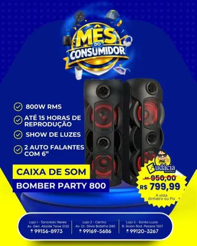Promoção Caixa de som Bomber Party 800