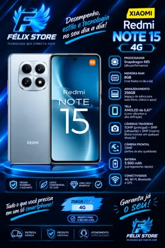 Xiaomi Redmi Note 15 4G 256GB 8GB RAM Global | Tecnologia e Desempenho no Dia a Dia