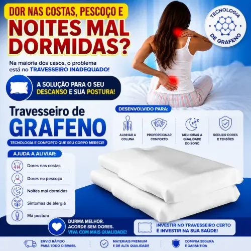Travesseiro de Grafeno + Fibra de Bambu | Alívio de Dores e Mais Conforto ao Dormir
