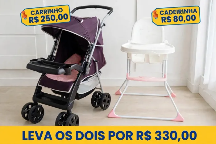 Carrinho de bebê e cadeirinha