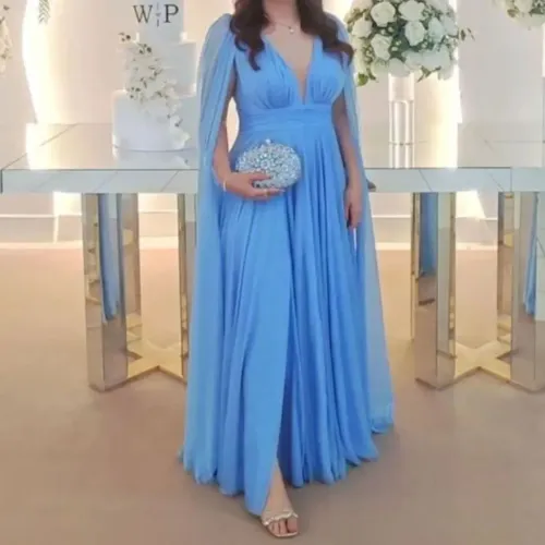 Vestido de Festa Longo Azul Serenity Tam G - Ideal para Madrinha de Casamento e Formaturas