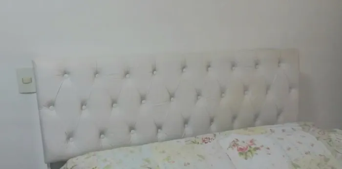 Cabeceira Box Casal Branco com Painel Capitonê