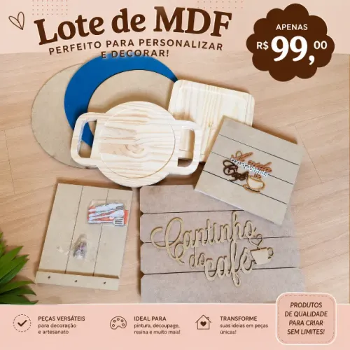 Lote de peças em MDF cru