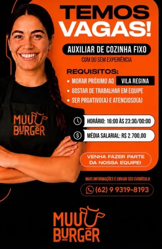 Vagas auxiliar de cozinha fixo com ou sem experiência