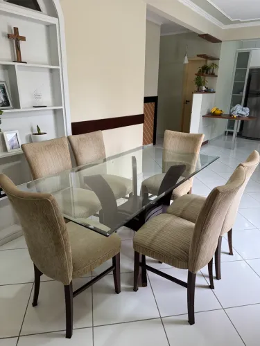 Mesa de jantar vidro + 6 cadeiras