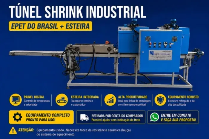 Túnel de Encolhimento Shrink EPET do Brasil + Esteira - Industrial
