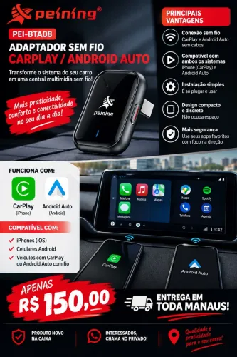 ADAPTADOR SEM FIO CARPLAY / ANDROID AUTO 