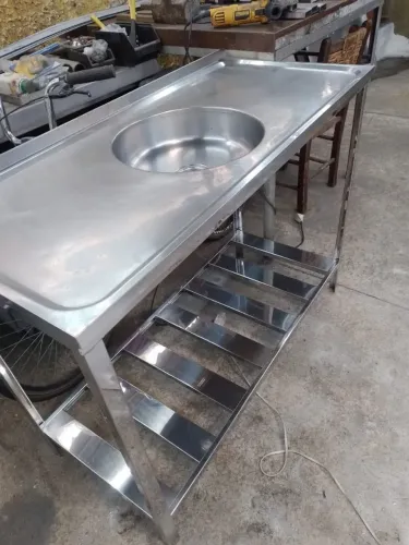 Pia toda em inox 120x55