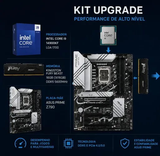 Kit Upgrade i9 14900KF + Z790 Asus + 16GB Ddr5 Kingston