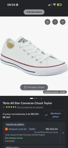 All star branco tamanho 35, novo