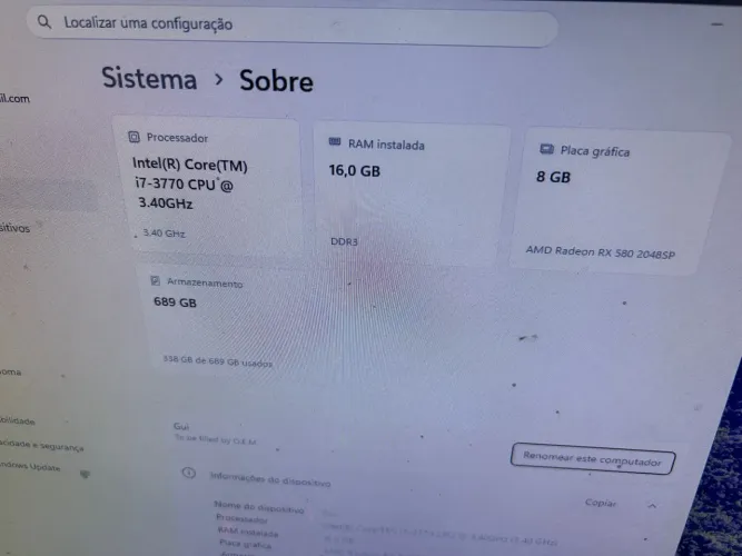 Pc bom, rx 580, i7-3770 da 3 geração