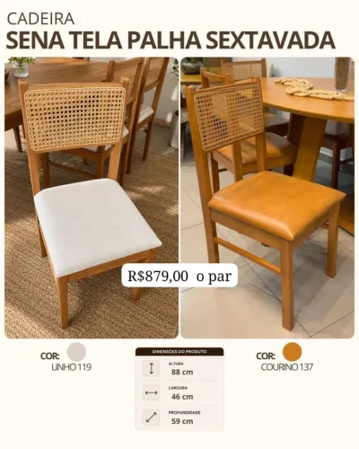Cadeira mesa de jantar 2 unidades sena