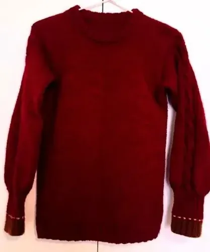 Blusa de lã - Tricot - Feito À Mão - Com Trabalho Em Trança - Tam P