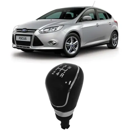 Bola de Câmbio Ford Focus 2009 à 2019 - Preto C/ Aro Cromado - N300539