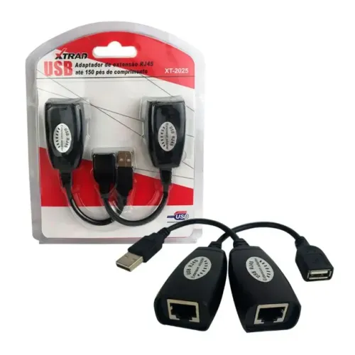 Adaptador Extensor USB Para RJ45 Cabo De Rede Cabo Extensor XTRAD - XT2025