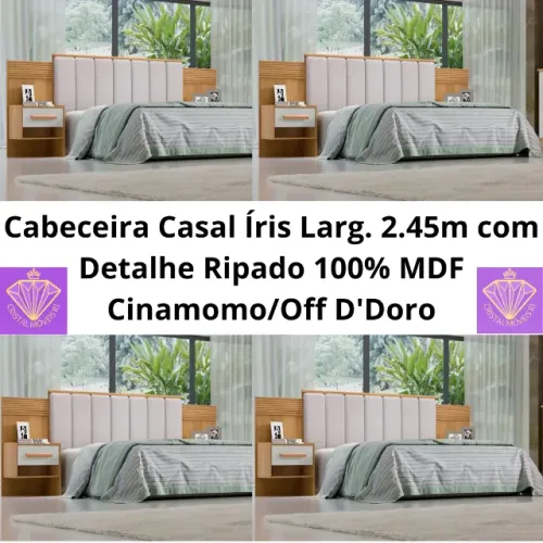 Cabeceira Casal Íris com Detalhe Ripado 100% MDF D'Doro
